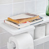 SoBuy FRG175-W Suport hârtie igienică, dozator WC, suport de perete cu raft pentru smartphone și reviste