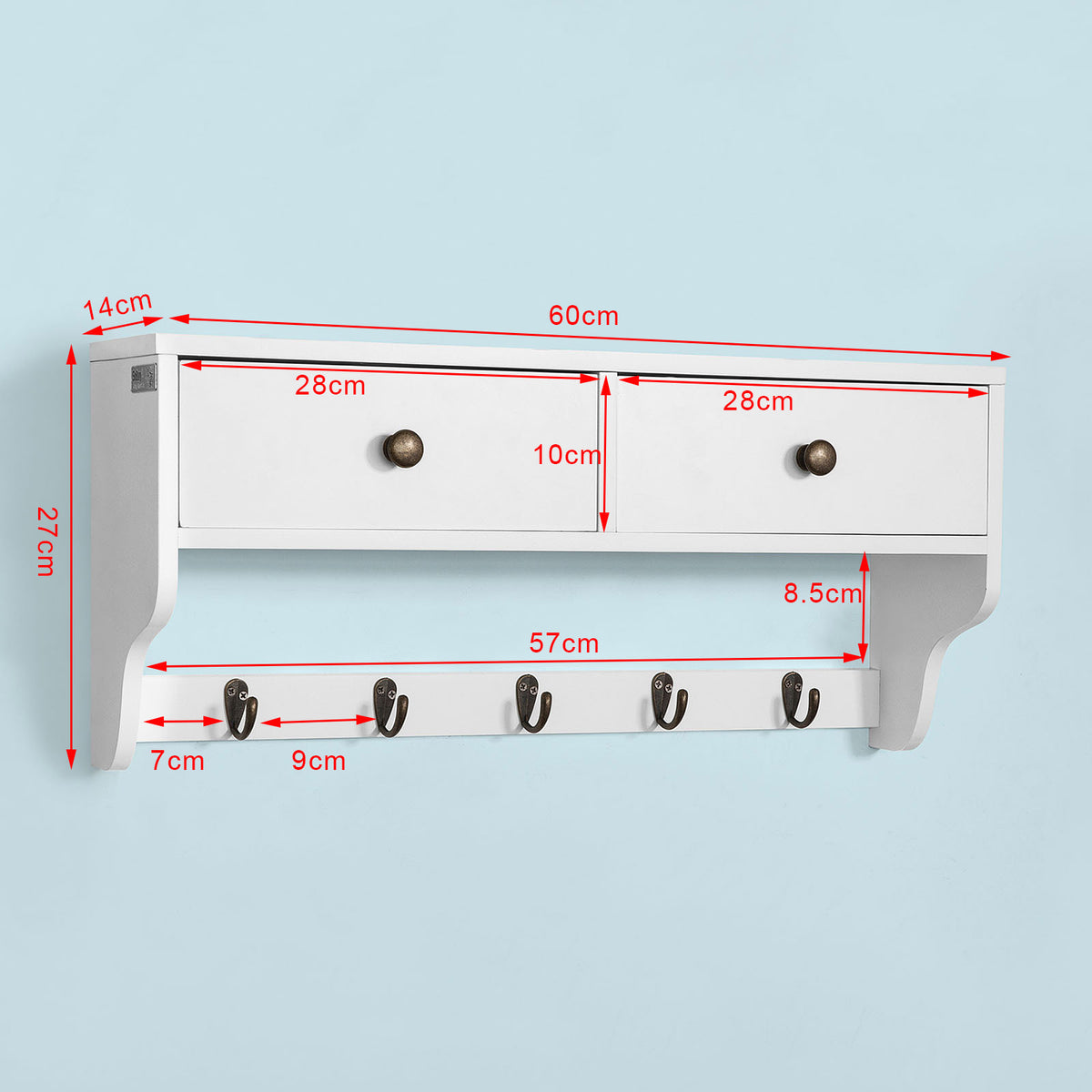 SoBuy FRG178-W Cuier cu raft de perete