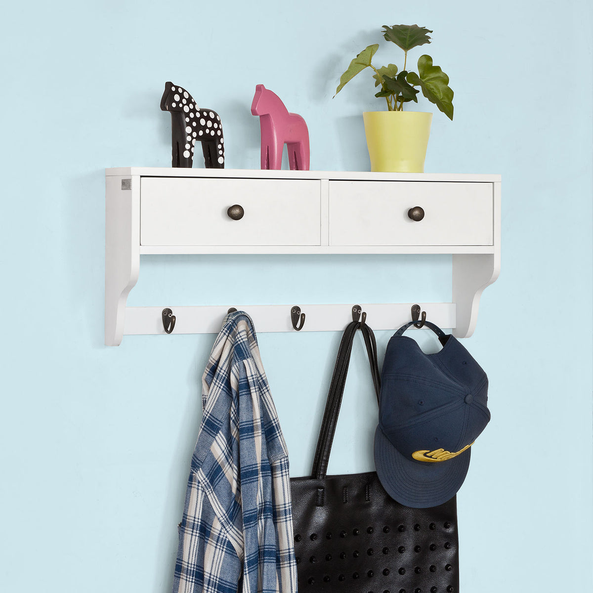 SoBuy FRG178-W Portemanteau Étagère murale