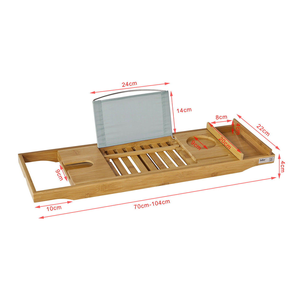 SoBuy FRG207-N Pont de Baignoire Extensible Serviteur de baignoire en Bambou