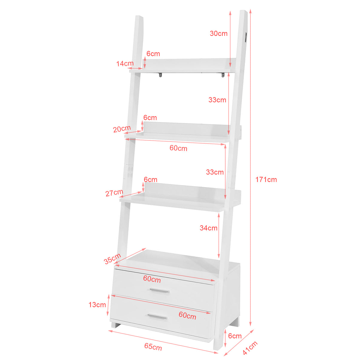 SoBuy FRG230-W Etagère Style échelle Bibliothèque Murale de 3 Niveaux