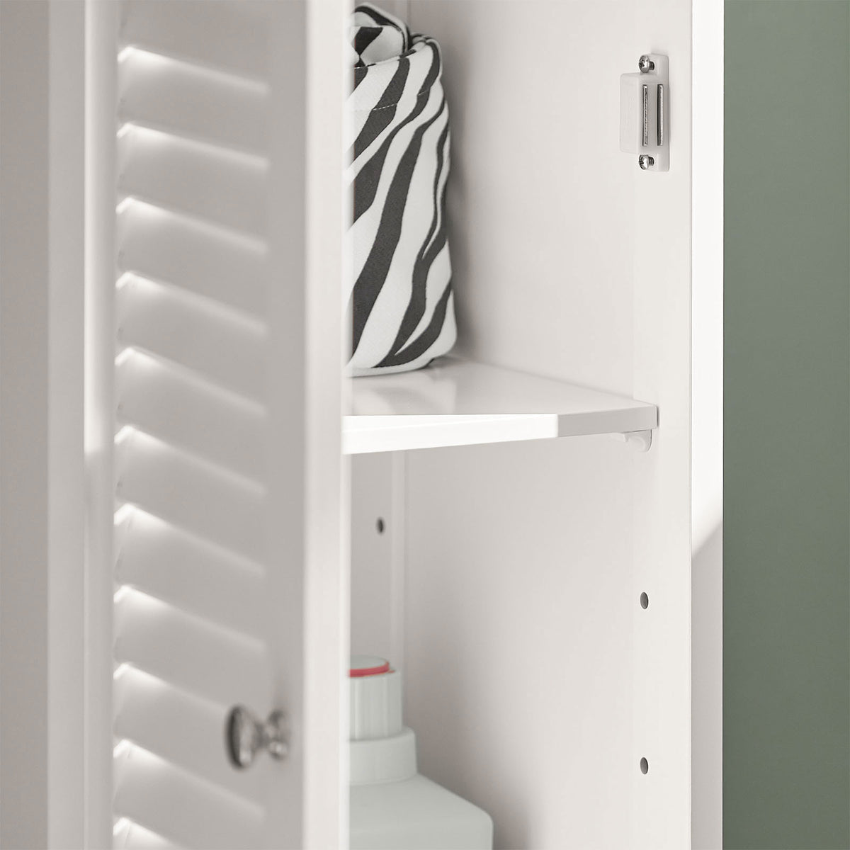 SoBuy FRG236-W Dulap Coloană Baie, Șifonier Înalt de Depozitare cu 2 Uși, 1 Sertar și Nișă Deschisă, Mobilier de Depozitare pentru Baie, WC, SDB, Toaletă sau Bucătărie 32x170x30cm