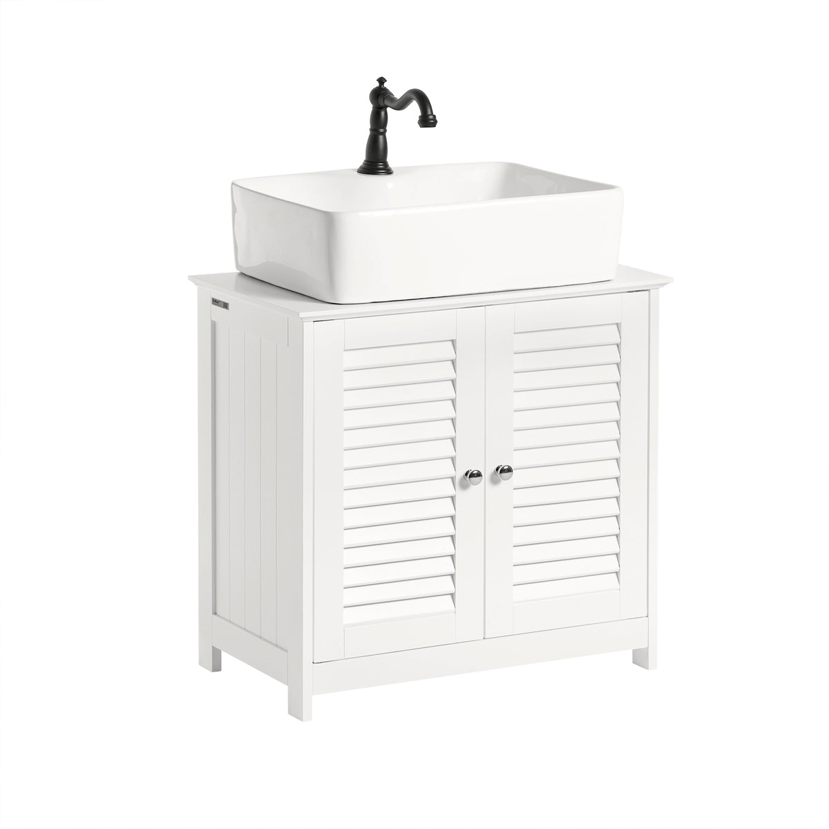 SoBuy FRG237-W Meuble Sous-Lavabo Meuble de Salle de Bain Vasque, 2 portes et 2 étages