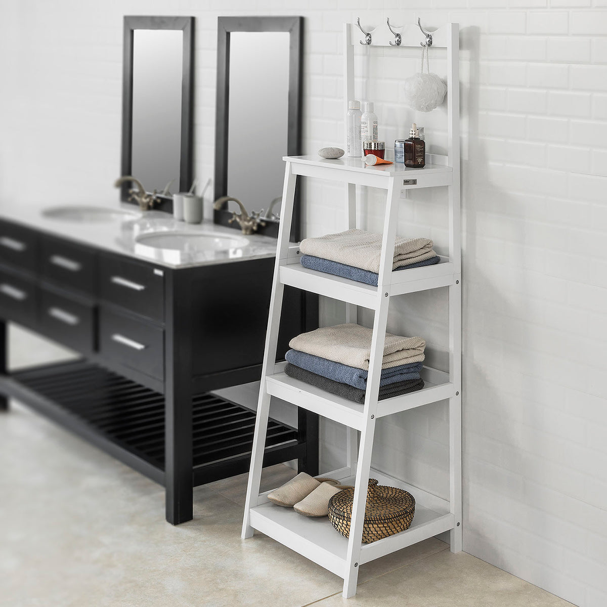 SoBuy FRG279-W Raft de Depozitare Stil Scară Dulap Colonial Baie Intrare