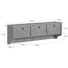 SoBuy FRG282-HG Cuier de Perete cu 5 Cârlige și 3 Coșuri - Cuier de Perete din Lemn, Mobilier Hol cu Etajeră - Dulap Suspendat pentru Dormitor, Living, Baie - Gri 100x20x30cm