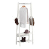 SoBuy FRG59-W Suport pentru haine din lemn, dressing, cu două rafturi