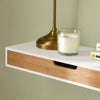SoBuy FRG93-WN Etajeră de perete cu sertar - Etajeră flotantă modernă pentru hol, living, bucătărie și dormitor - Alb și Natur 60x24x8cm