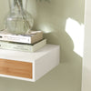 SoBuy FRG93-WN Etajeră de perete cu sertar - Etajeră flotantă modernă pentru hol, living, bucătărie și dormitor - Alb și Natur 60x24x8cm