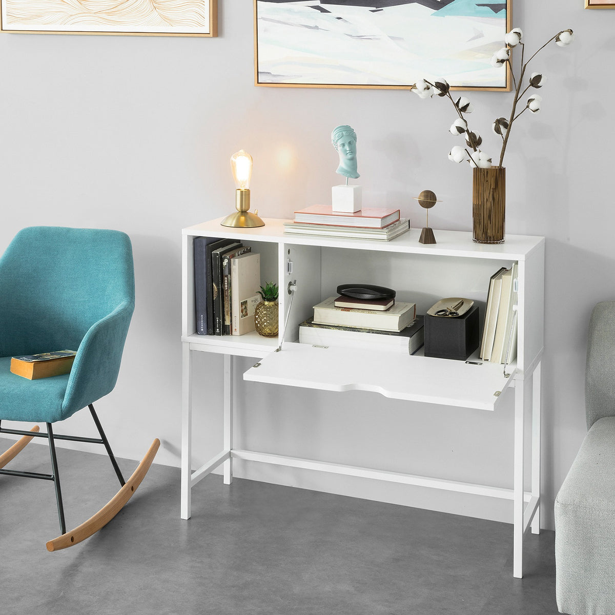 SoBuy FSB21-W Table Console Table d'appoint Table d'Entrée Bureau Informatique pour Ordinateur