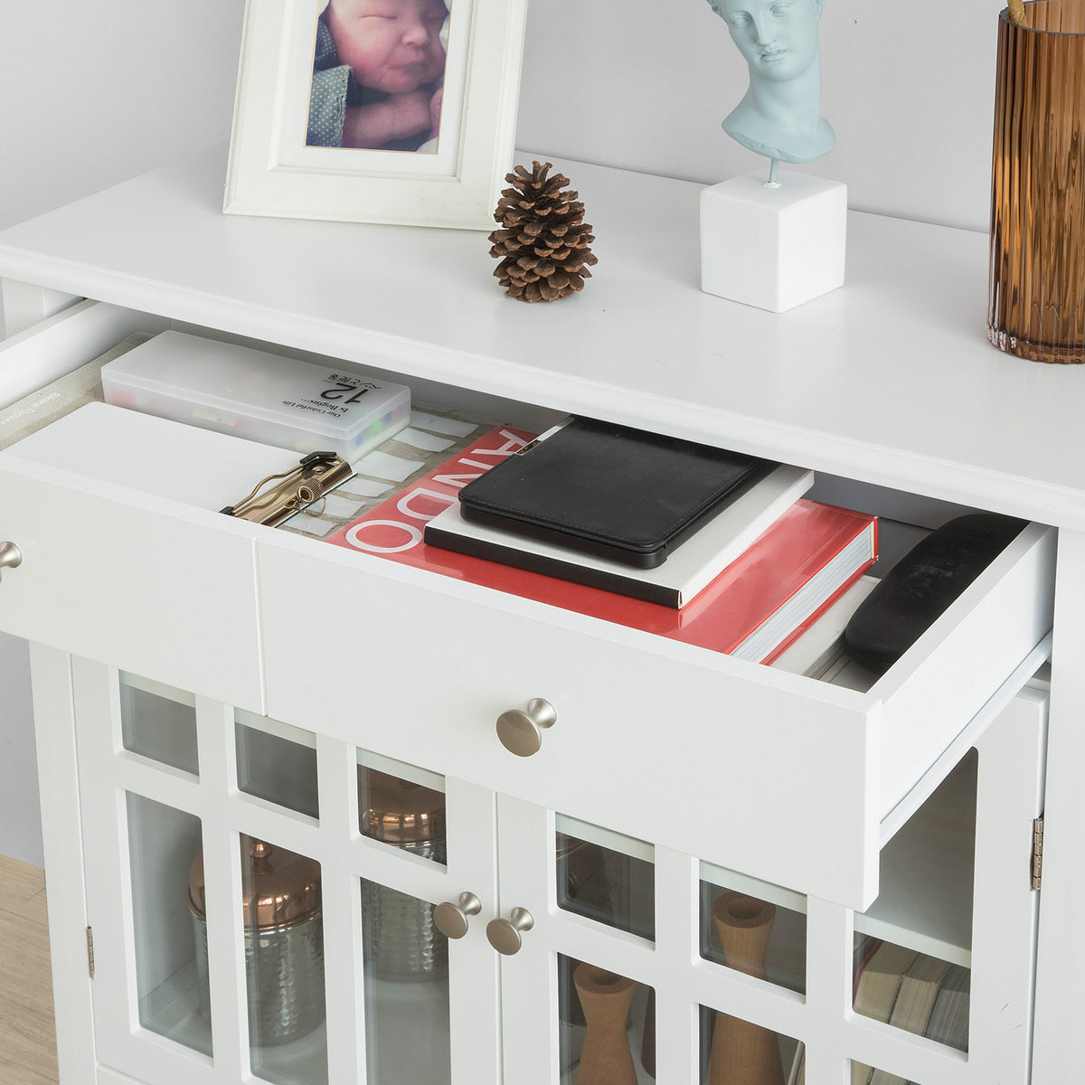 SoBuy FSB23-W Buffet Commode Meuble de Rangement Armoire de Rangement pour Salon, Chambre, Couloir, Cuisine