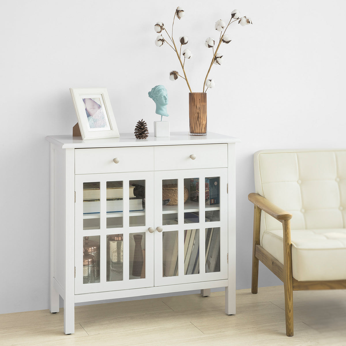 SoBuy FSB23-W Bufet Comodă Mobilier de Depozitare Dulap de Depozitare pentru Living, Dormitor, Hol, Bucătărie