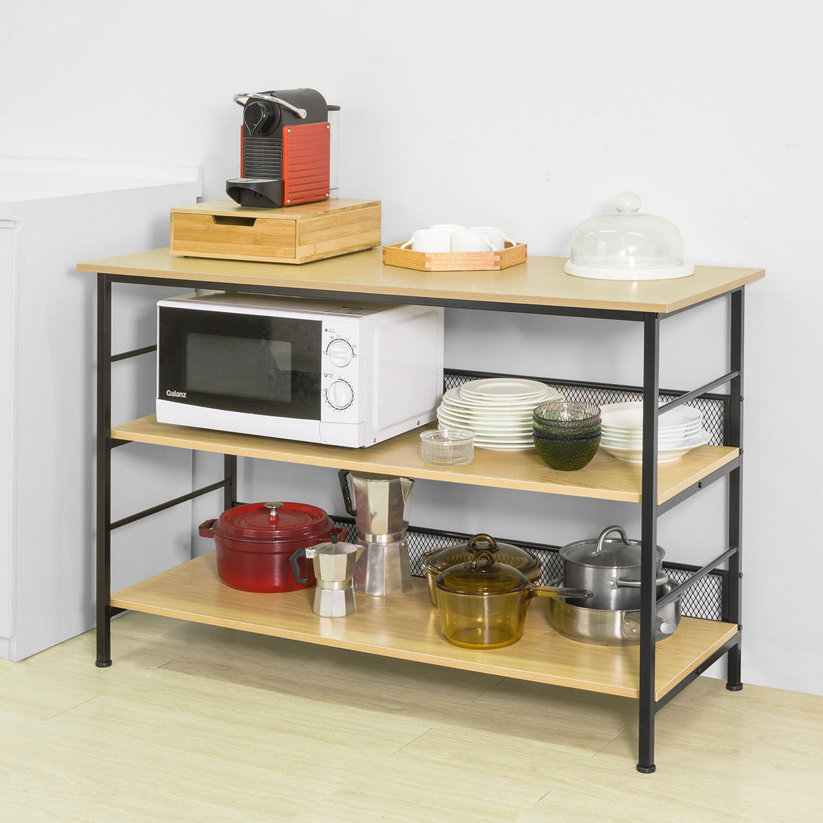 SoBuy FSB27-N Table de Cuisine Meuble de Rangement Cuisine Table Console Buffet avec 2 étagères de Rangement