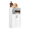 SoBuy FSB47-W Bufet, Mobilier de Depozitare, Comodă pentru Cuptor cu Microunde, Dulap pentru Cuptor cu Microunde, Dulap cu 2 Uși, 1 Compartiment Deschis cu Orificiu pentru Cabluri, 60x40x120cm, Alb