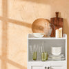 SoBuy FSB47-W Bufet, Mobilier de Depozitare, Comodă pentru Cuptor cu Microunde, Dulap pentru Cuptor cu Microunde, Dulap cu 2 Uși, 1 Compartiment Deschis cu Orificiu pentru Cabluri, 60x40x120cm, Alb