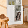 SoBuy FSB47-W Bufet, Mobilier de Depozitare, Comodă pentru Cuptor cu Microunde, Dulap pentru Cuptor cu Microunde, Dulap cu 2 Uși, 1 Compartiment Deschis cu Orificiu pentru Cabluri, 60x40x120cm, Alb