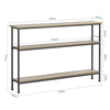 SoBuy FSB49-PZ Masă consolă Mobilier pentru hol cu 3 rafturi de depozitare, rafturi în spatele canapelei, stil industrial pentru living sau hol - L120xP20xH77cm, Metal & Lemn