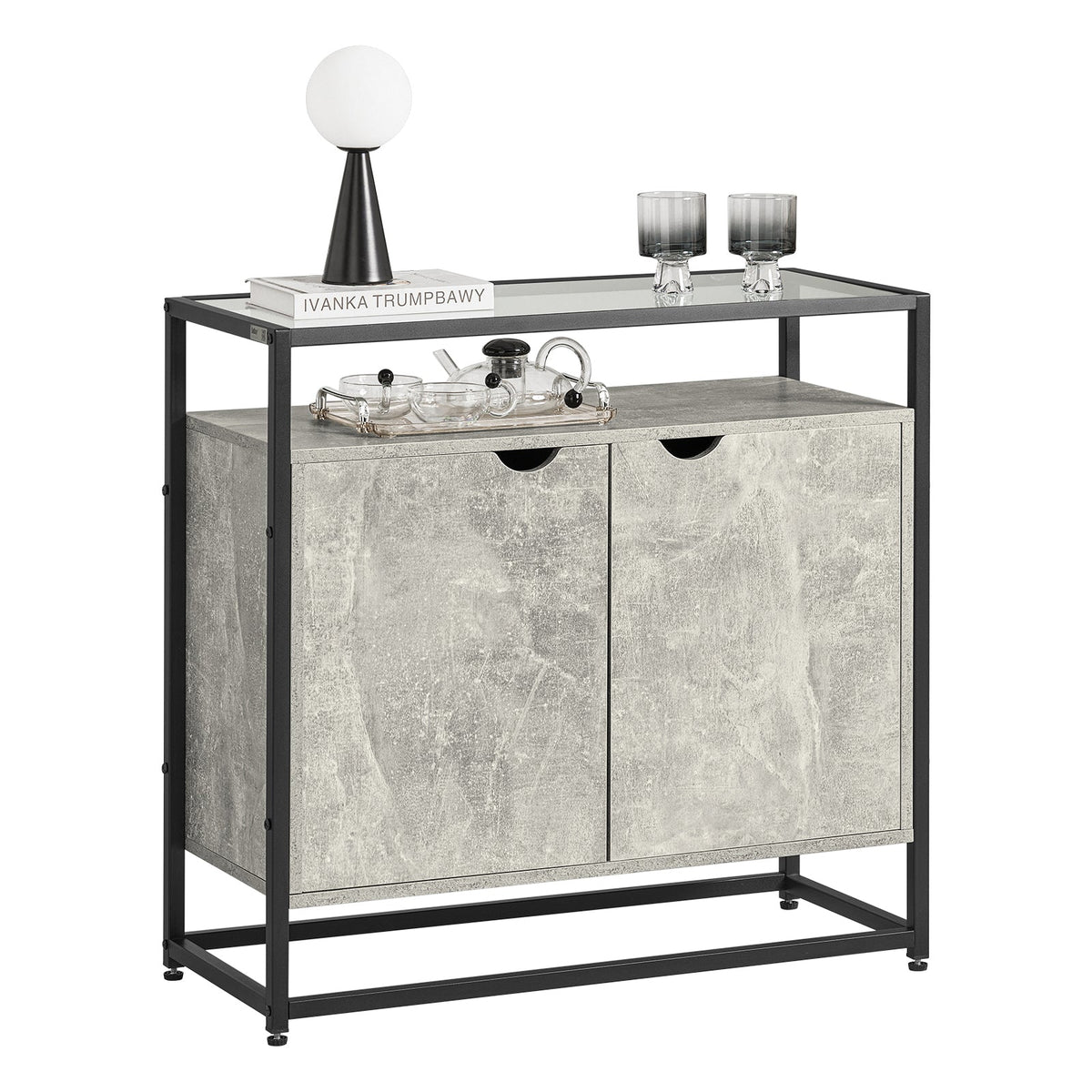 SoBuy FSB55-HG Table Console, Table d’Entrée, Meuble d’Entrée, Bout de Canapé avec 1 Étagère et 2 Portes
