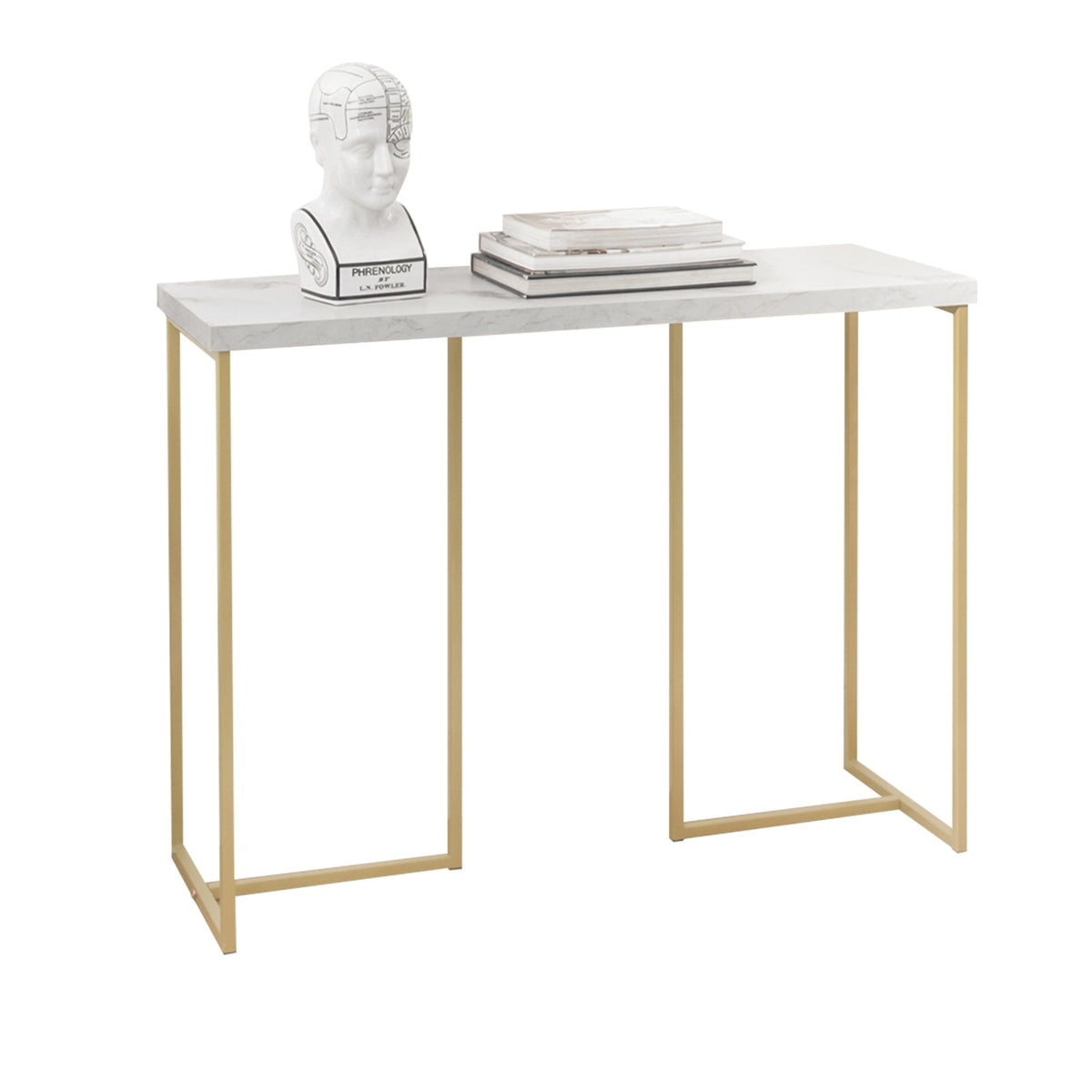 SoBuy FSB58-G Table Console Table d'Appoint Bout de Canapé Table d’Entrée Effet Marbre Cadre en Fer Haute Qualité