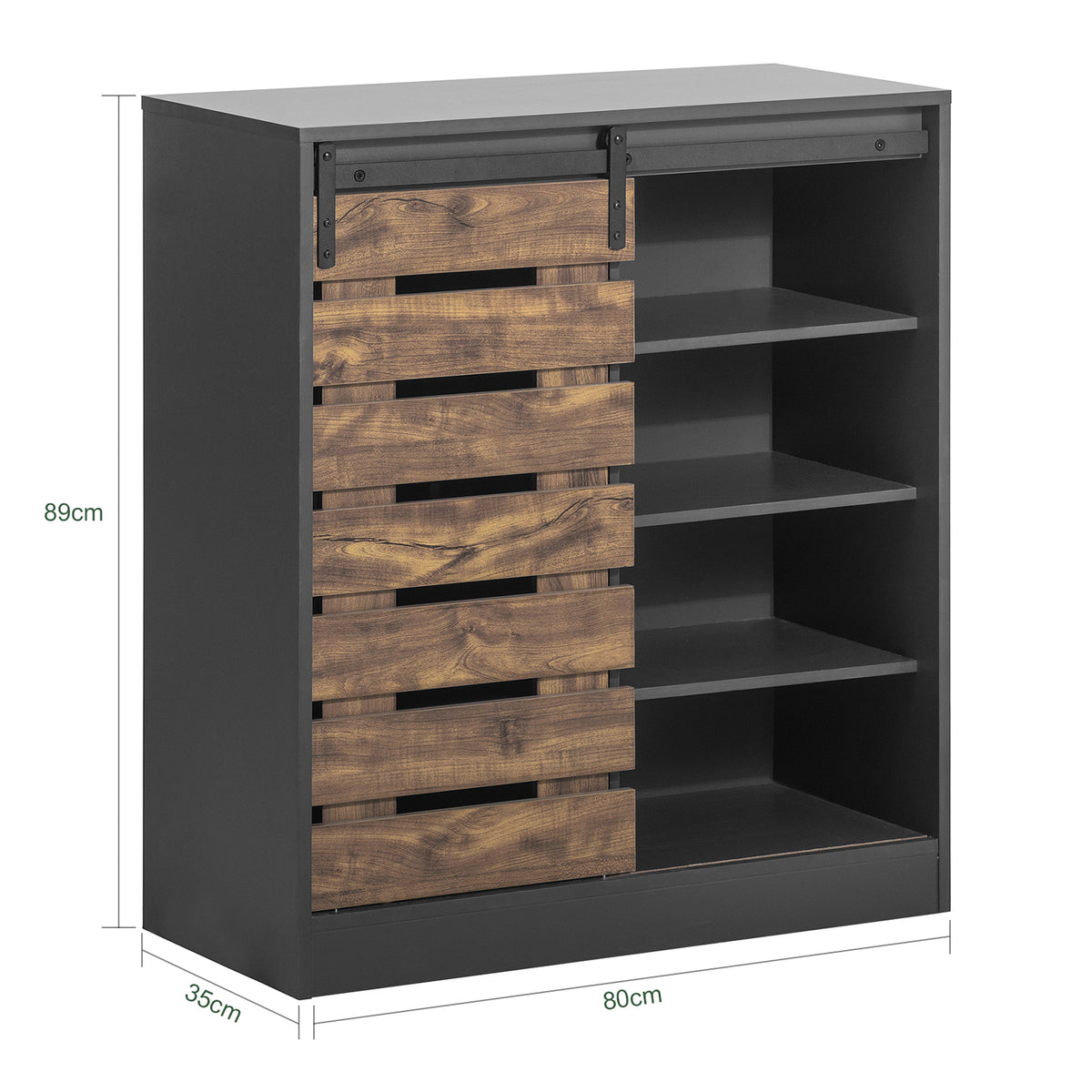 SoBuy FSB65-HG Bufet Mobilier de Depozitare cu Ușă de Hambar Glisantă, Comodă Multifuncțională pentru Hol Sufragerie Bucătărie – 80x35x89 cm, Gri