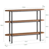 SoBuy FSB67-WS Masă Consola Capăt de Canapea Masă Laterală Reglabilă pe Înălțime Masă de Intrare Bufet cu 2 Compartimente Etajere – 110 x 25 x 86 cm, Culoare Nuc și Negru, Stil Industrial