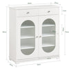 SoBuy FSB68-W Dulap de Hol cu Spațiu Integrat pentru Pantofi – 2 Uși cu Geam și 2 Sertare – Hol Organizat – 80x35x90 cm Alb