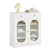 SoBuy FSB68-W Dulap de Hol cu Spațiu Integrat pentru Pantofi – 2 Uși cu Geam și 2 Sertare – Hol Organizat – 80x35x90 cm Alb