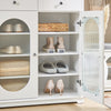 SoBuy FSB68-W Dulap de Hol cu Spațiu Integrat pentru Pantofi – 2 Uși cu Geam și 2 Sertare – Hol Organizat – 80x35x90 cm Alb