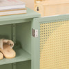 SoBuy FSB72-GR Dulap de Intrare Rattan Verde – 4 Sertare, Stil Boem Natural