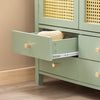 SoBuy FSB72-GR Dulap de Intrare Rattan Verde – 4 Sertare, Stil Boem Natural