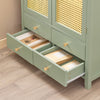 SoBuy FSB72-GR Dulap de Intrare Rattan Verde – 4 Sertare, Stil Boem Natural