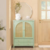 SoBuy FSB72-GR Dulap de Intrare Rattan Verde – 4 Sertare, Stil Boem Natural