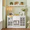 SoBuy FSB79-W Buffet Commode Dressoir Armoire de Cuisine Multi-Rangement avec 2 Portes Vitrées, 2 Tiroirs, 2 Compartiment, Meuble de Rangement pour Cuisine, Salle à Manger, Salon -120x39x78 cm, Blanc