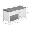 SoBuy FSR101-W Banc pentru Pantofi cu Pernă Căptușită, Sertar, Coș, Ușă și 2 Rafturi pentru Intrare – 91x36x46 cm, Alb