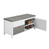 SoBuy FSR101-W Banc pentru Pantofi cu Pernă Căptușită, Sertar, Coș, Ușă și 2 Rafturi pentru Intrare – 91x36x46 cm, Alb