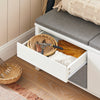 SoBuy FSR101-W Banc pentru Pantofi cu Pernă Căptușită, Sertar, Coș, Ușă și 2 Rafturi pentru Intrare – 91x36x46 cm, Alb