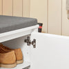 SoBuy FSR101-W Banc pentru Pantofi cu Pernă Căptușită, Sertar, Coș, Ușă și 2 Rafturi pentru Intrare – 91x36x46 cm, Alb