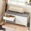 SoBuy FSR101-W Banc pentru Pantofi cu Pernă Căptușită, Sertar, Coș, Ușă și 2 Rafturi pentru Intrare – 91x36x46 cm, Alb