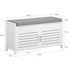 SoBuy FSR102-W Banc pentru Pantofi cu Pernă Căptușită, Ladă și 2 Uși de Depozitare pentru Hol – 90x33x50 cm, Alb