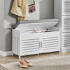 SoBuy FSR102-W Banc pentru Pantofi cu Pernă Căptușită, Ladă și 2 Uși de Depozitare pentru Hol – 90x33x50 cm, Alb