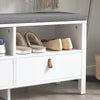 SoBuy FSR106-W Banc de Pantofi cu Pernă Căptușită și Spațiu de Depozitare pentru Hol Intrare – 90x30x46 cm, Alb