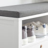 SoBuy FSR106-W Banc de Pantofi cu Pernă Căptușită și Spațiu de Depozitare pentru Hol Intrare – 90x30x46 cm, Alb