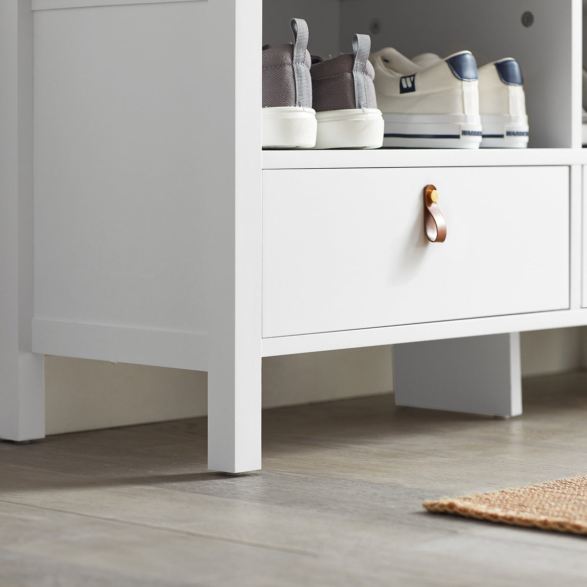 SoBuy FSR106-W Banc de Pantofi cu Pernă Căptușită și Spațiu de Depozitare pentru Hol Intrare – 90x30x46 cm, Alb