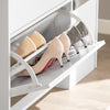 SoBuy FSR107-W Dulap de Pantofi cu Taburet, 1 Ușă și 3 Sertare Rabataile, Mobilier de Intrare – 95x30x121 cm, Alb