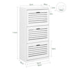 SoBuy FSR108-W Dulap de pantofi cu 3 compartimente și cârlige, Mobilier pentru Hol cu Agățătoare – 55x30x112 cm, Alb