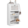 SoBuy FSR108-W Dulap de pantofi cu 3 compartimente și cârlige, Mobilier pentru Hol cu Agățătoare – 55x30x112 cm, Alb