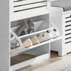 SoBuy FSR108-W Dulap de pantofi cu 3 compartimente și cârlige, Mobilier pentru Hol cu Agățătoare – 55x30x112 cm, Alb