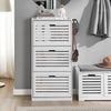 SoBuy FSR108-W Dulap de pantofi cu 3 compartimente și cârlige, Mobilier pentru Hol cu Agățătoare – 55x30x112 cm, Alb