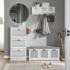 SoBuy FSR108-W Dulap de pantofi cu 3 compartimente și cârlige, Mobilier pentru Hol cu Agățătoare – 55x30x112 cm, Alb