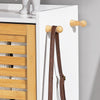 Precomandă SoBuy FSR108-WN Dulap de pantofi cu 3 uși rabatabile și 2 cârlige, Mobilier de hol cu cuier – 55x30x112 cm, Alb și Natural