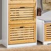 Precomandă SoBuy FSR108-WN Dulap de pantofi cu 3 uși rabatabile și 2 cârlige, Mobilier de hol cu cuier – 55x30x112 cm, Alb și Natural